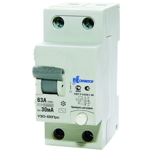 Выключатель дифференциального тока УЗО-100Про 2п 63A 30мА | Код. 7000515 | Контактор